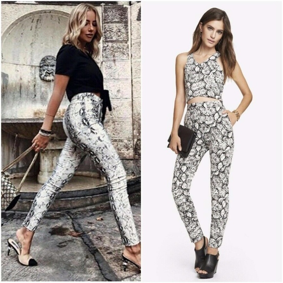 Express Snake Printed Double Knit Ankle Pants - Picture 3 of 8